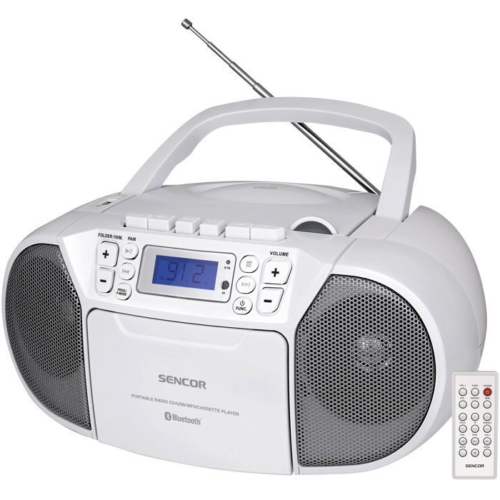 CD/Cassette Player - SENCOR - SPT 3907 W - 4 W - Bluetooth - White