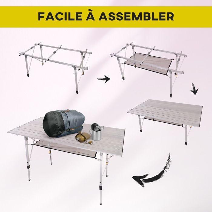 Outsunny - opklapbare tafel - Aluminium - 120x70x73cm - Grijs