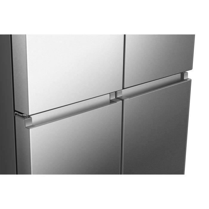 Frigorífico estilo americano HISENSE - RQ5P470SEIE - 4 puertas - Clase energética E - 84,2 x 74,4 x 188,5 cm - Acero inoxidable