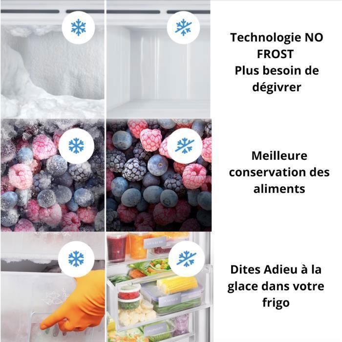 GEDTECH Réfrigérateur combiné GCB253NFBL conglateur bas 253L ( 182L  71L ) - Distributeur d'eau - No Frost - Noir