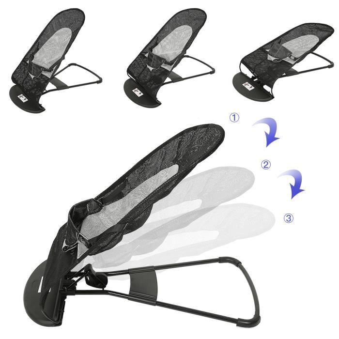 Hamaca/Cuna para bebé, negra, 80 cm de largo x 40 cm de ancho x 51,5 cm de alto - Unisex - A partir de 1 mes de edad - Peso máximo: 18 kg