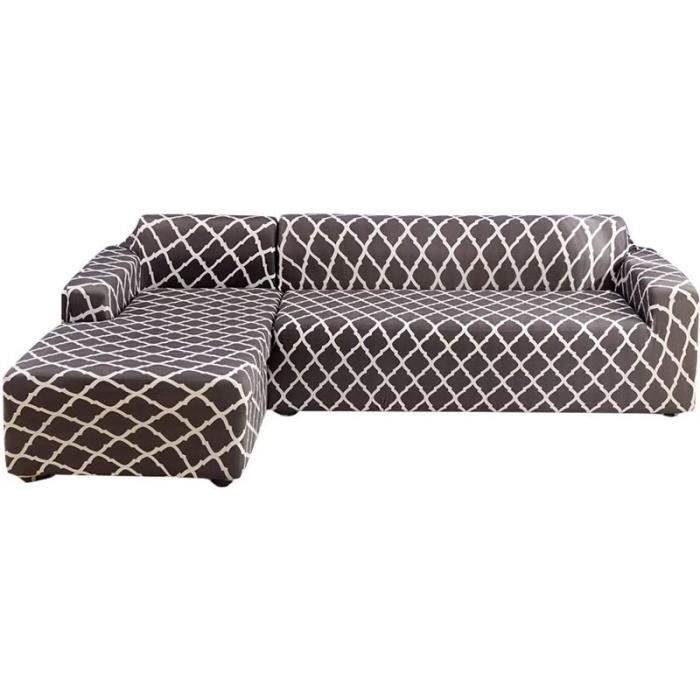 Funda para sofá - FOLAYA - Juego de 2 - Elástica - Gris B - 3 plazas - Protección completa
