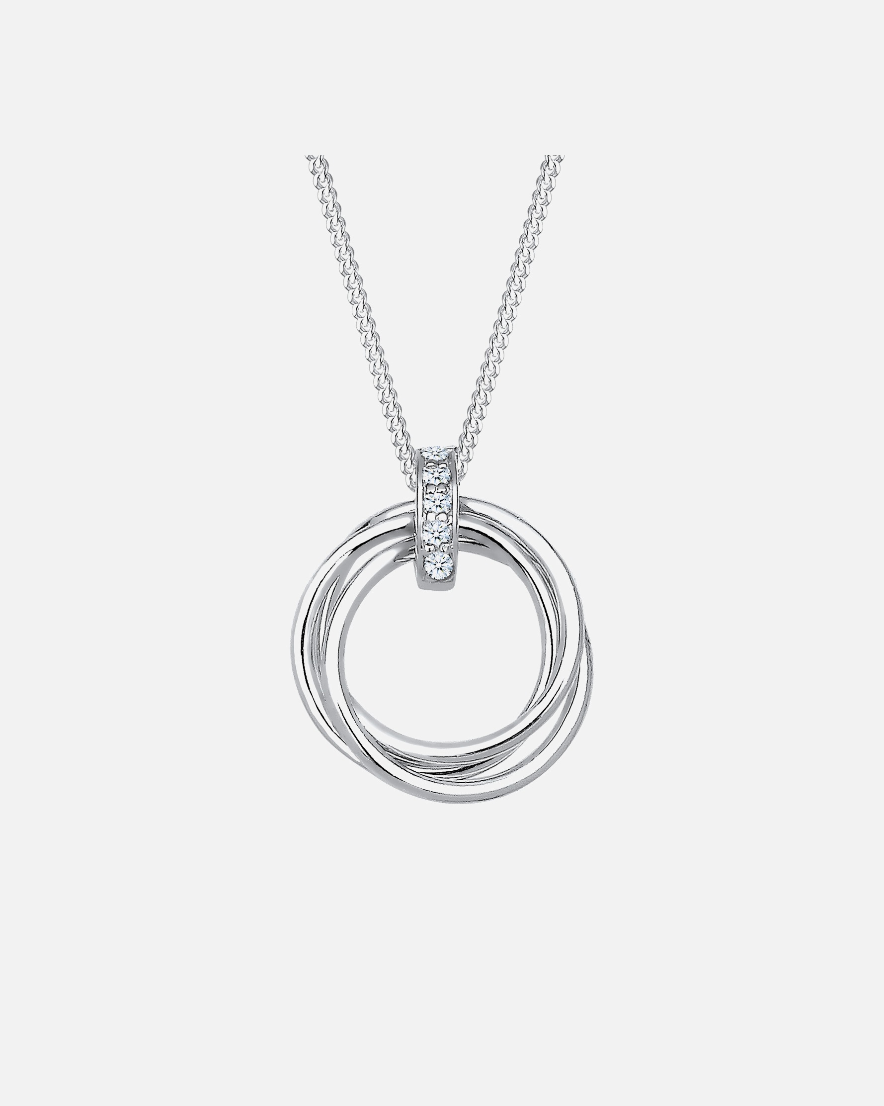Elli DIAMONDS Femmes cercle pendentif trio avec diamant (0.025 ct.) en argent sterling 925