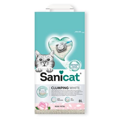 Litiera aglomerantă pentru pisici Sanicat White Rose