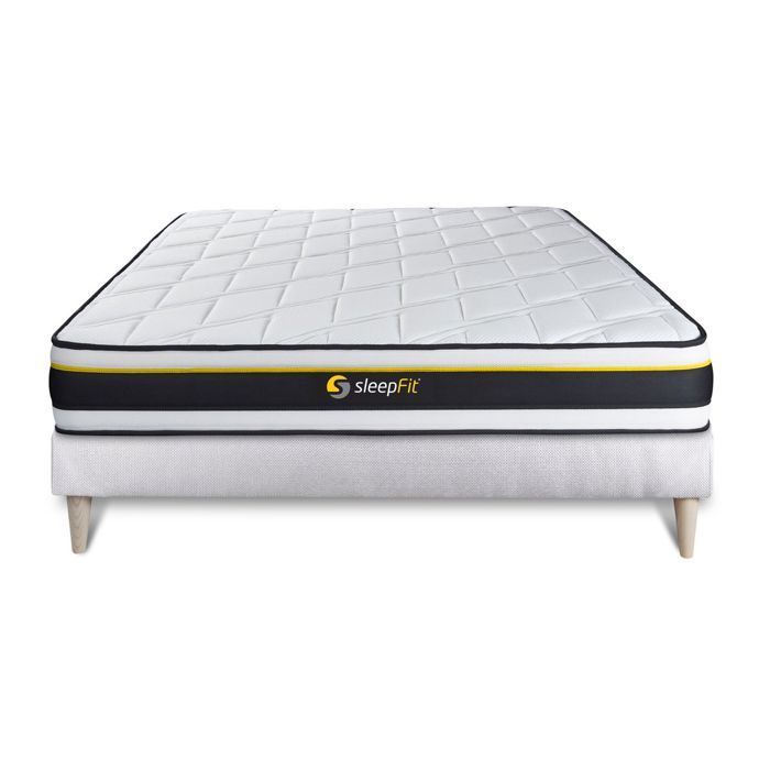 Ensemble sommier + matelas SOFT 160x200 - Blanc - Très ferme - Mousse polyuréthane
