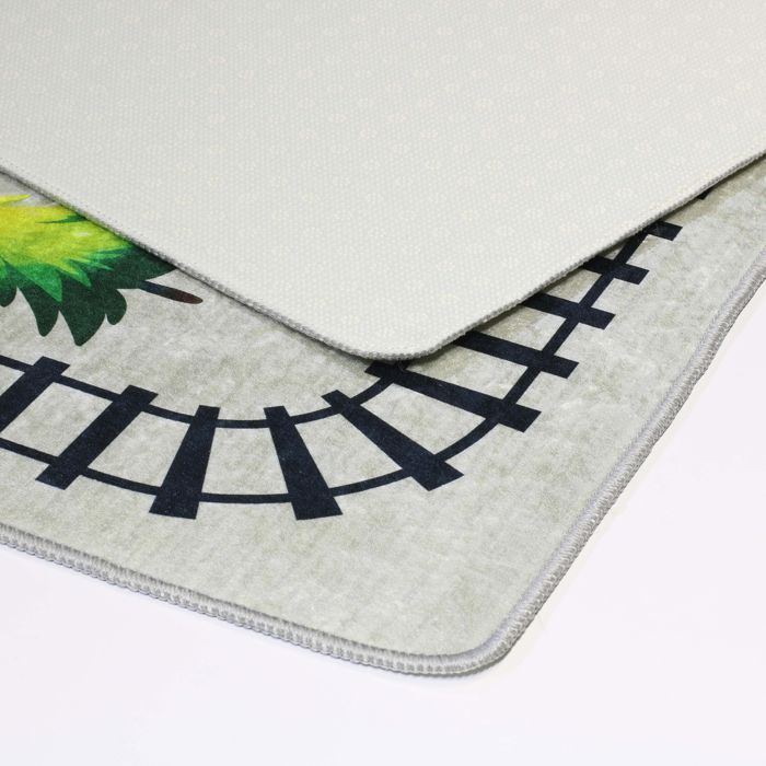 Tapis - CIRCUIT ZOO - Gris - Doux au toucher - Antidérapant - Lavable en machine