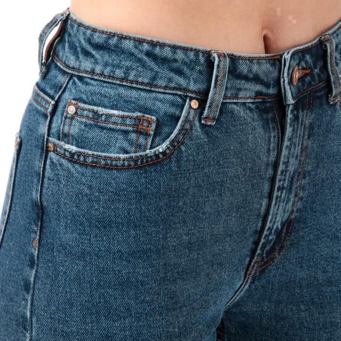 Jeans a vita alta e gamba dritta ONLY Emily Raw - Blu scuro - Donna