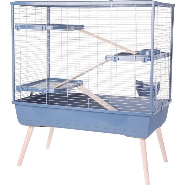 ZOLUX Neolife förhöjd gnagarbur - 3 nivåer för kaniner - 99 x 54 x 114 cm - Blå