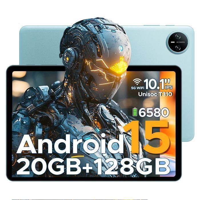 DOOGEE Tab A9 Pro Tablette 10 Pouces,Tablette Android 15,20Go+128Go(2To TF) Batterie Tablette Tactile 6580mAh 90Hz/Face ID,Bleu