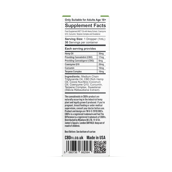 CBDfx Wellness 2:1 oljedråper - 500 mg CBD/250 mg CBG | Helse | Superdrug