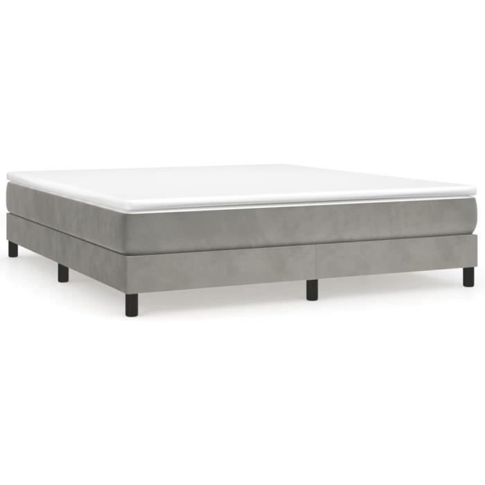 Base letto a molle - GAROSA - GAROSA7421772402862 - Velluto grigio chiaro - 180x200 cm - 2 posti