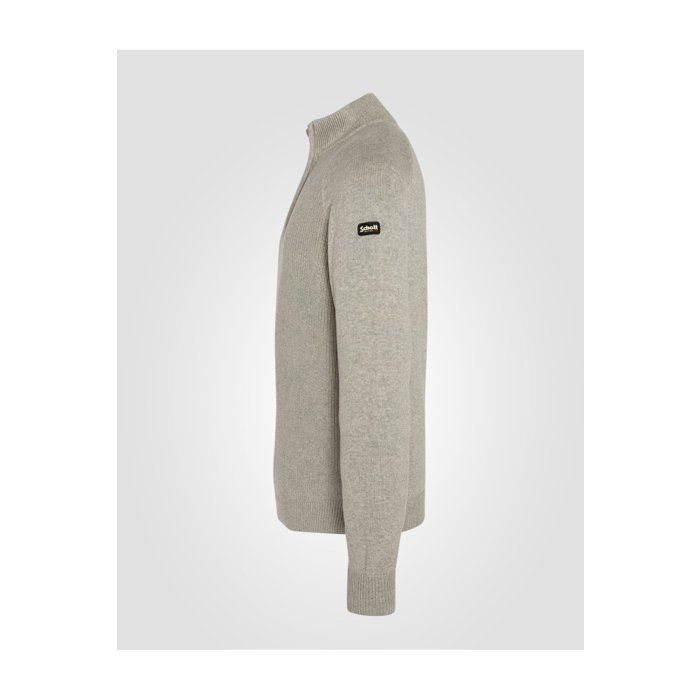 Pull 1/4 zip Gris Homme Schott Plali