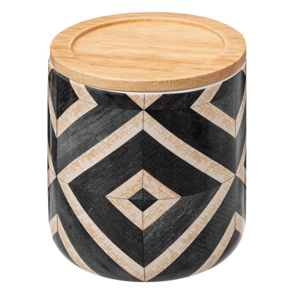Pojemnik ceramiczny z pokrywą HAPACHE, wzór etno, Ø 9,8 cm