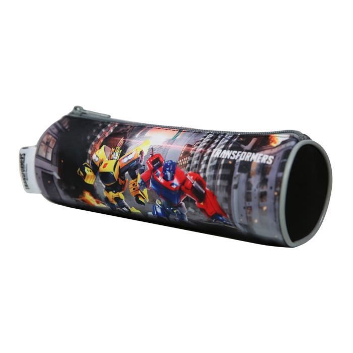 Trousse scolaire - Transformers - Ronde - Gris - Polyester - 22 cm x 7 cm x 7 cm