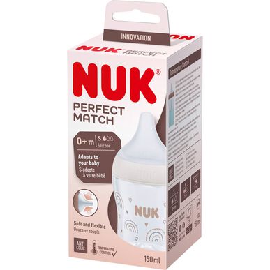 Nuk Perfect Match S Rainbow 0M kojenecká láhev s regulací teploty 150ml 1 ks 1 ks
