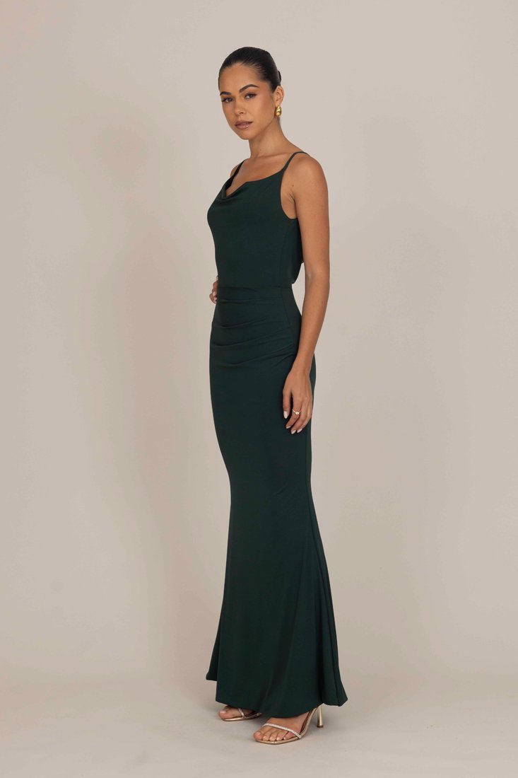 Vestido longo WAL G. TASHA BACK - Ideal para ocasiões especiais - Verde floresta