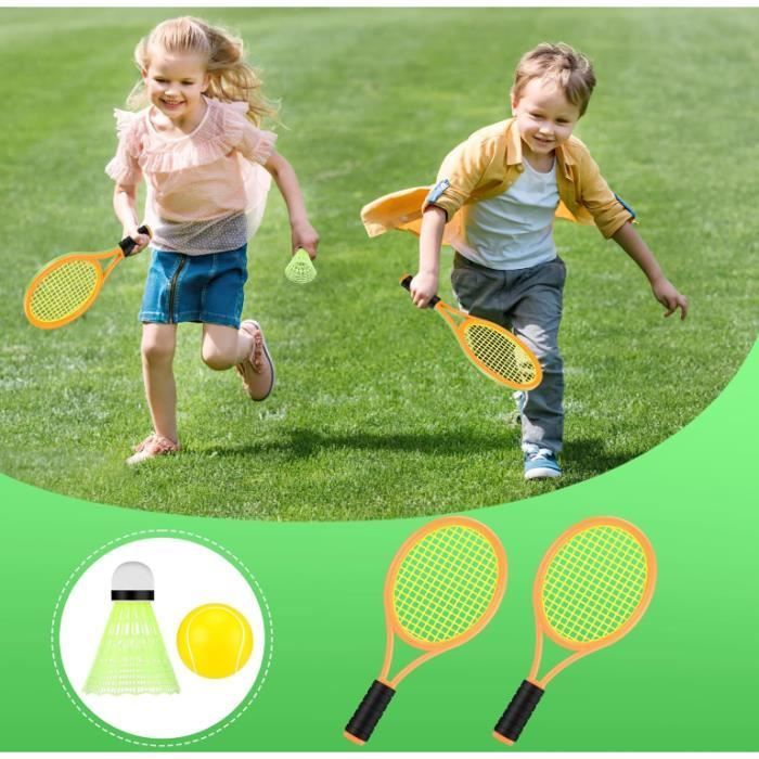 Juego de raquetas de tenis y bádminton - Deportes portátiles - 2 en 1 - 2 raquetas - 2 pelotas - 2 volantes