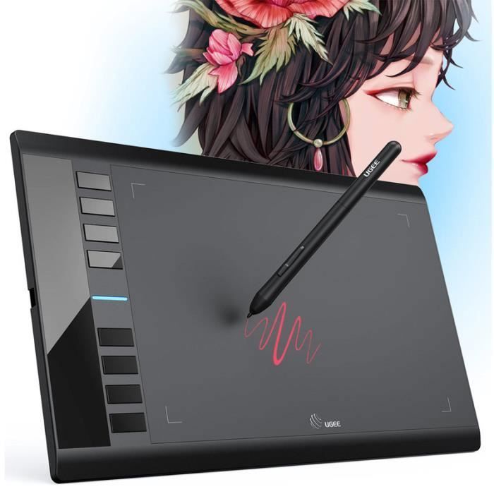 Mesa digitalizadora ultrafina UGEE M708 de 10x6 polegadas com caneta sem bateria, 8192 níveis de pressão e 8 teclas de atalho para desenho.