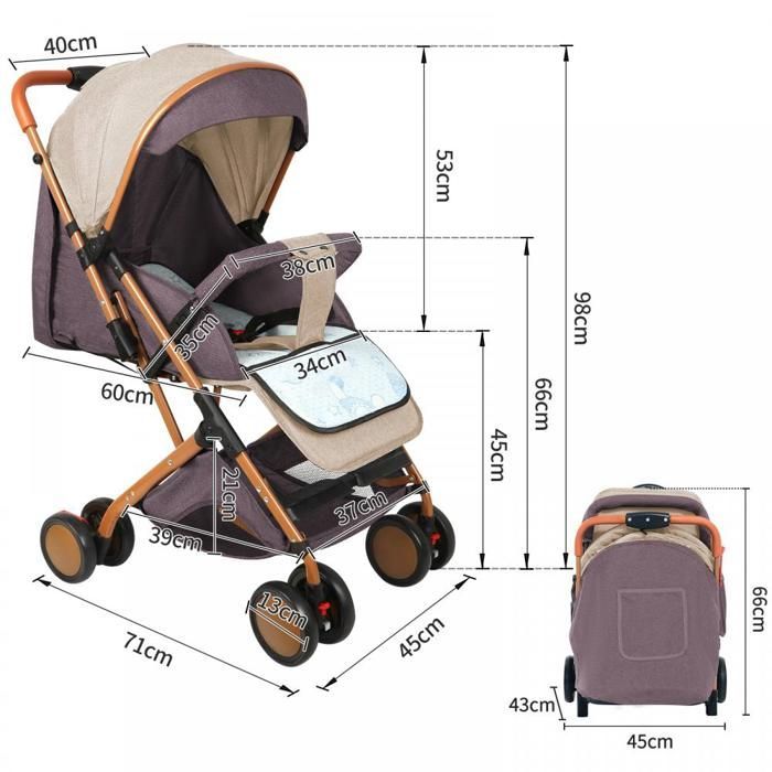 XUANYU Compact Stroller - Combination Stroller - From birth to 4 years - With basket + Mosquito net + Rain cover