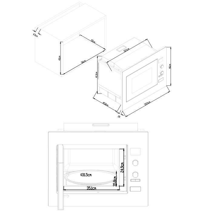 CONTINENTAL EDISON CEMOC34IXE Built-in Combination Microwave Oven, 59.5 x 46 x 46.8 cm, Stainless Steel, 34L