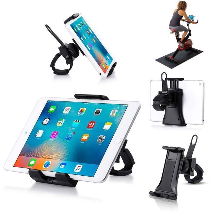 Soporte para tablet JZSH, soporte para teléfono móvil, soporte giratorio de 360° para bicicleta estática/elíptica/portátil para PC