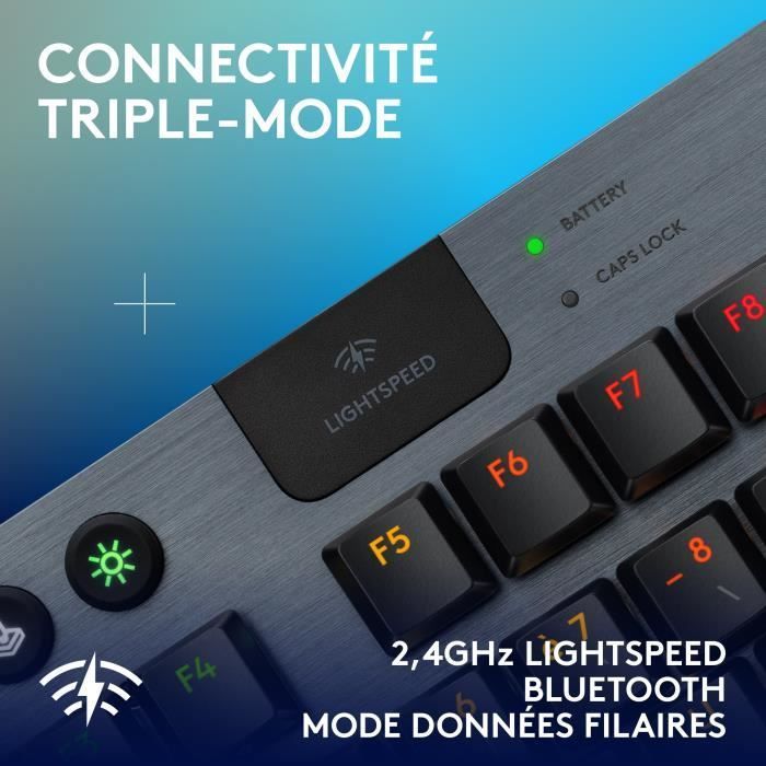 Clavier gamer - Sans fil - Logitech G - G915 TKL X - AZERTY - Switch tactile - Noir