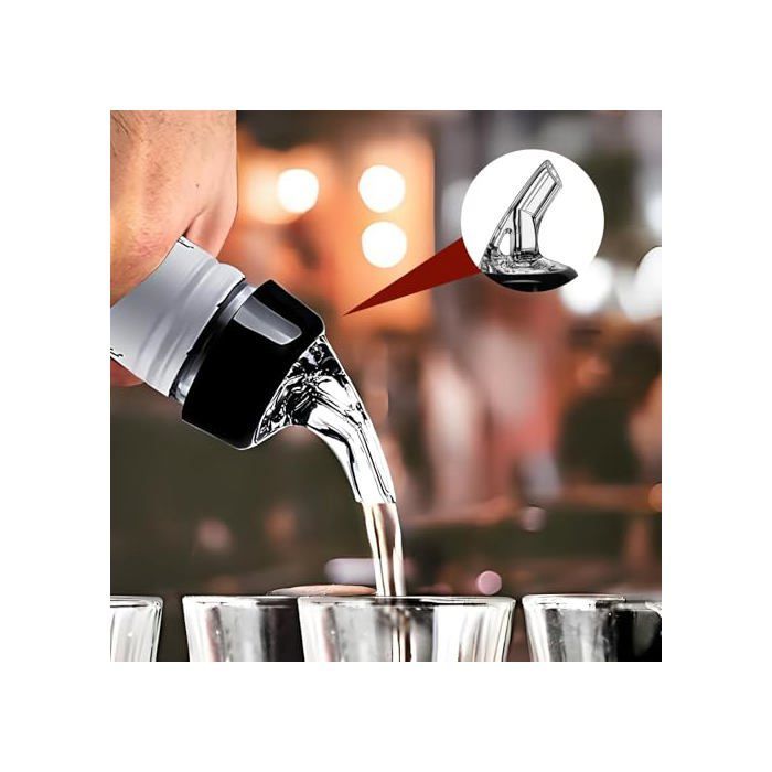 Bouchon Doseur Alcool 4cl, 6pcs Bec Verseur Réglable pour Bouteille de Whisky, Ricard & Cocktails, Doseur Liquide Précis