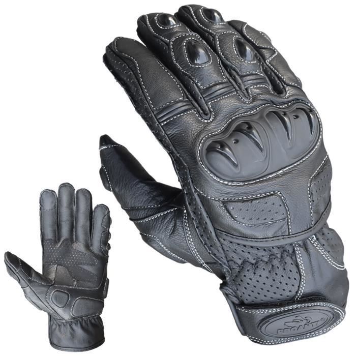 Guantes cortos de piel para moto PROANTI con función táctil, homologados CE.
