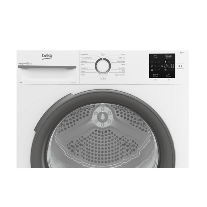 Secadora de ropa Beko de 60 cm y 9 kg con bomba de calor, color blanco - D3H19302W/1