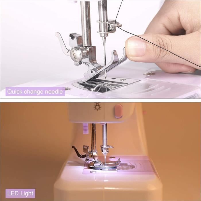 Machine à coudre électrique surjet portable avec éclairage assistant de lumière LED