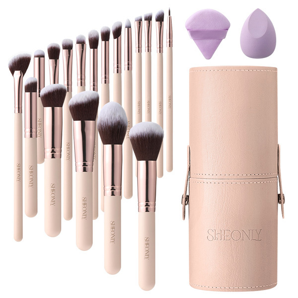 Livingandhome 18-delars professionellt sminkborsteset nude rosa