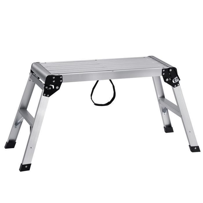 Plataforma de trabajo - VEVOR - Taburete plegable de aluminio, banco de trabajo plegable de aluminio, escalera de 150 kg, antideslizante.