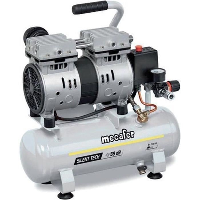 Compresor silencioso - MECAFER - 425513 - 6L - 0.5HP - Gris