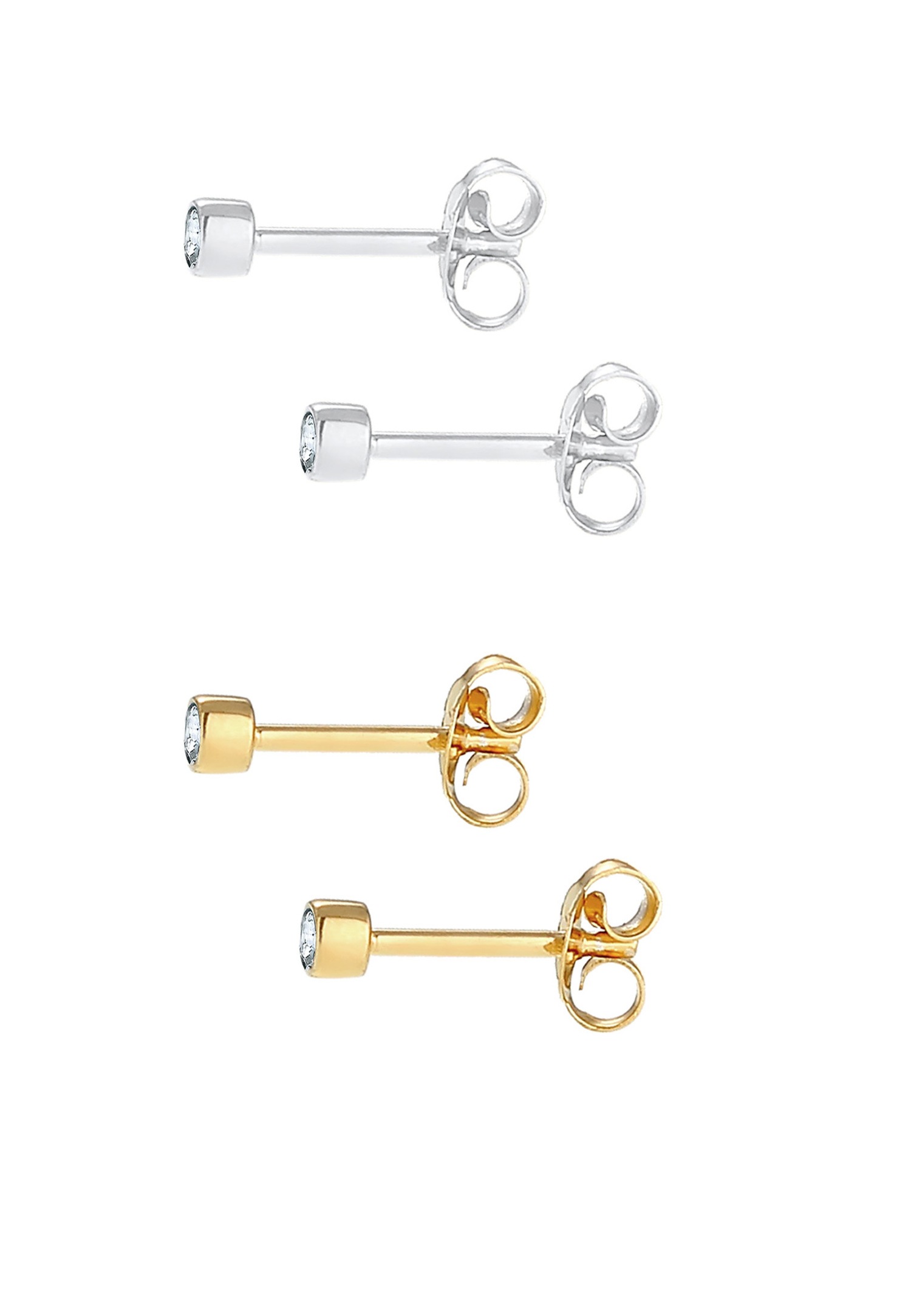 Elli Femmes clous d'oreilles avec cristaux en argent 925 et argent plaqué or