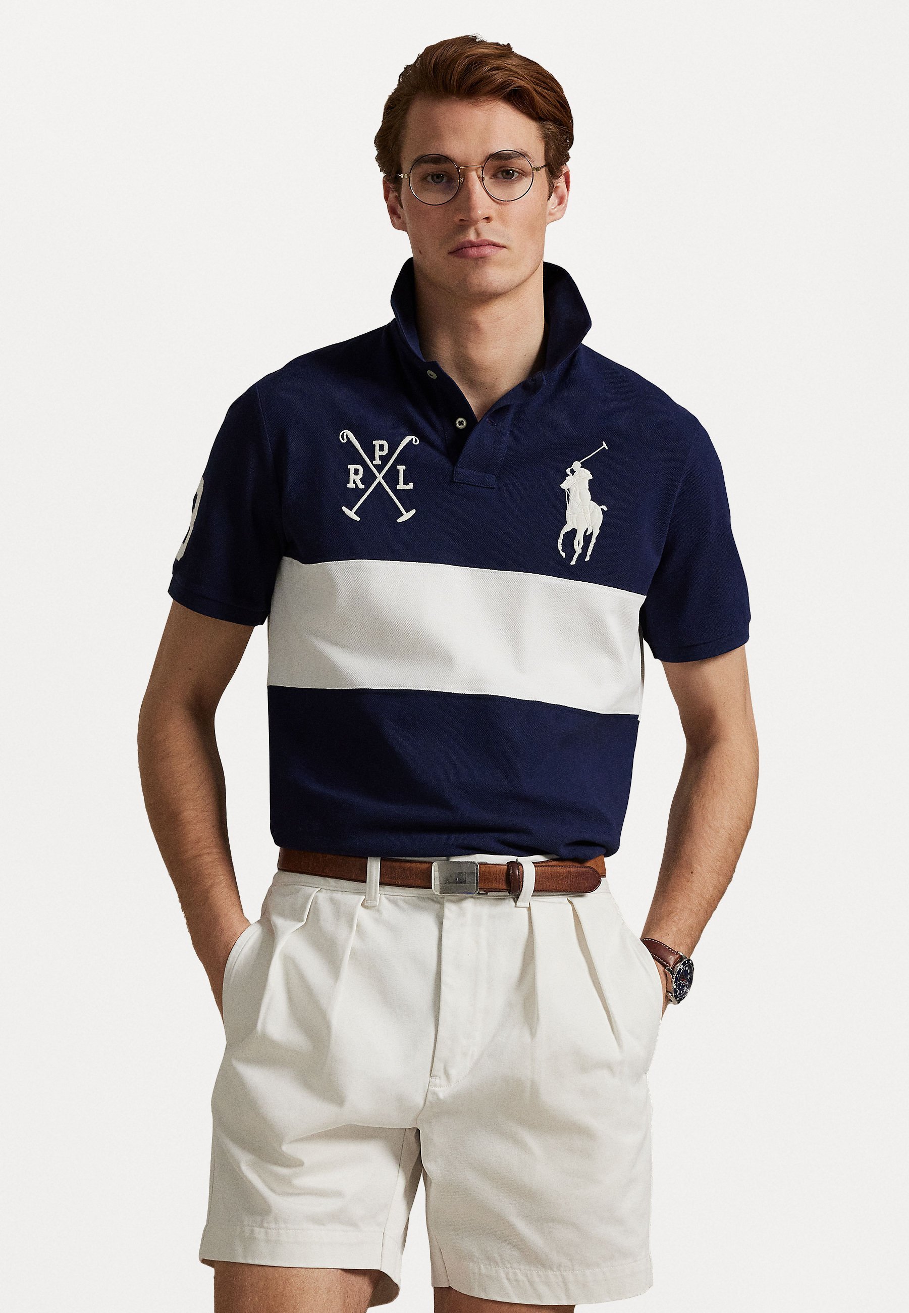 Polo Ralph Lauren Custom Slim Fit Big Pony Mesh Polo Shirt - Polo - Newport Navy/Nevis
