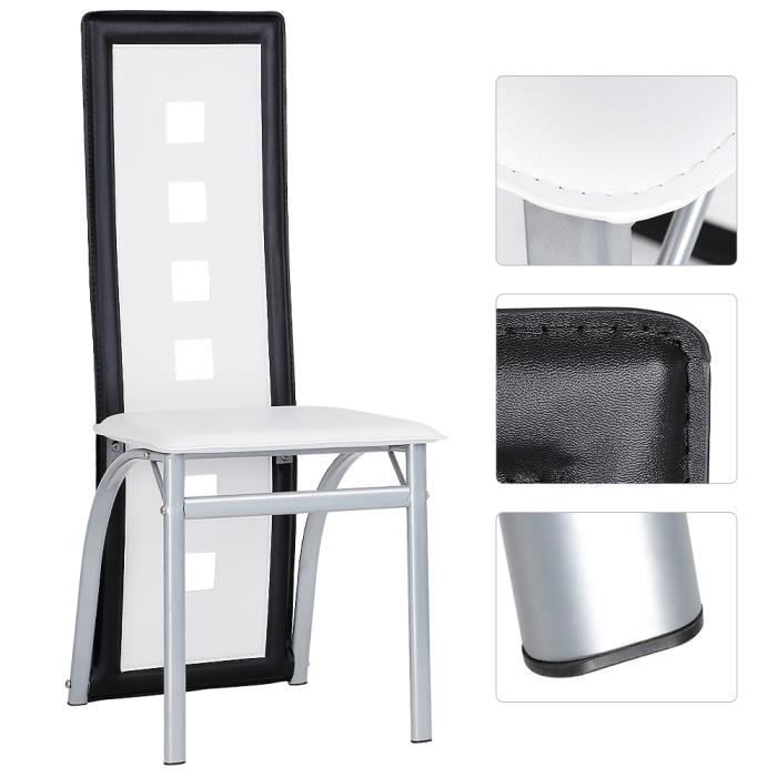 Chaise de salle à manger scandinave - DIYA - Lot de 2 - Blanc and noir - 42*42*101 CM