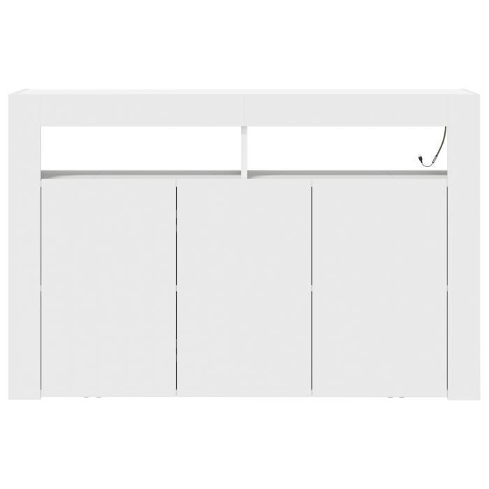 Modern dressoir - vidaXL - LED-verlichting - 3 deuren - 8 vakken - Wit hout