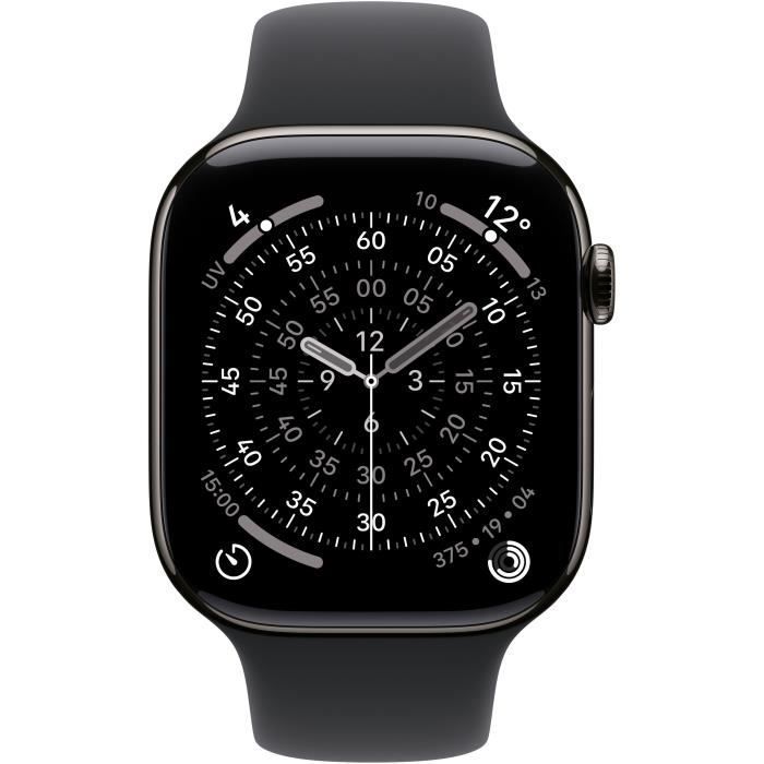 Apple Watch Series 11 GPS + Cellular - 46 mm - Cassa in titanio color ardesia - Cinturino sportivo nero - S/M