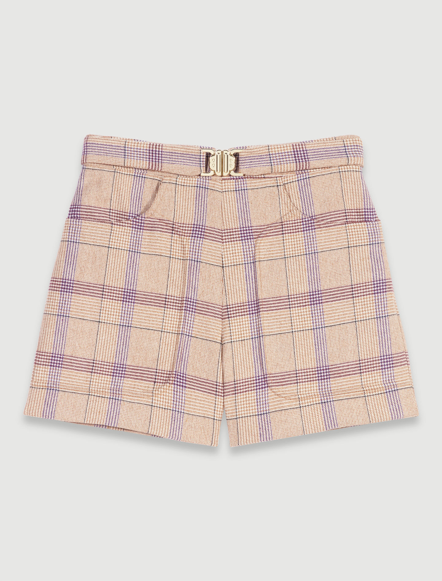 Gestructureerde shorts - Beige
