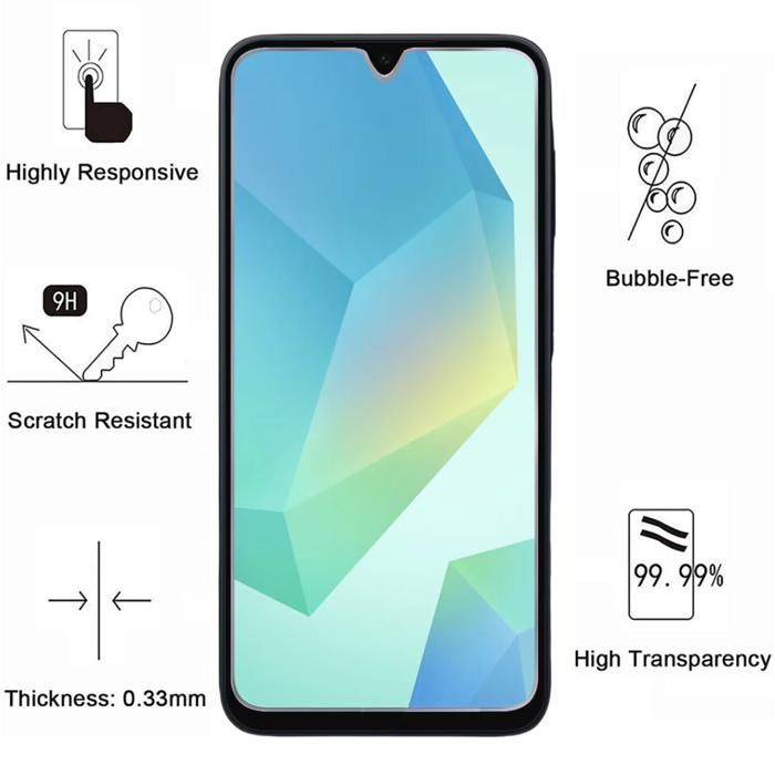 Cristal templado - Phonillico® - Samsung Galaxy A16 4G/5G - Paquete de 2 - Resistente a arañazos - Transparente