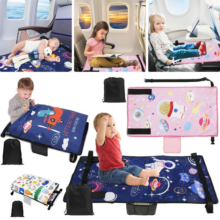 Lit d'avion de voyage pour enfants,pédales pour bébé,repose-pieds de voyage Portable,hamac pour enfants,extension,repose,Star Blue
