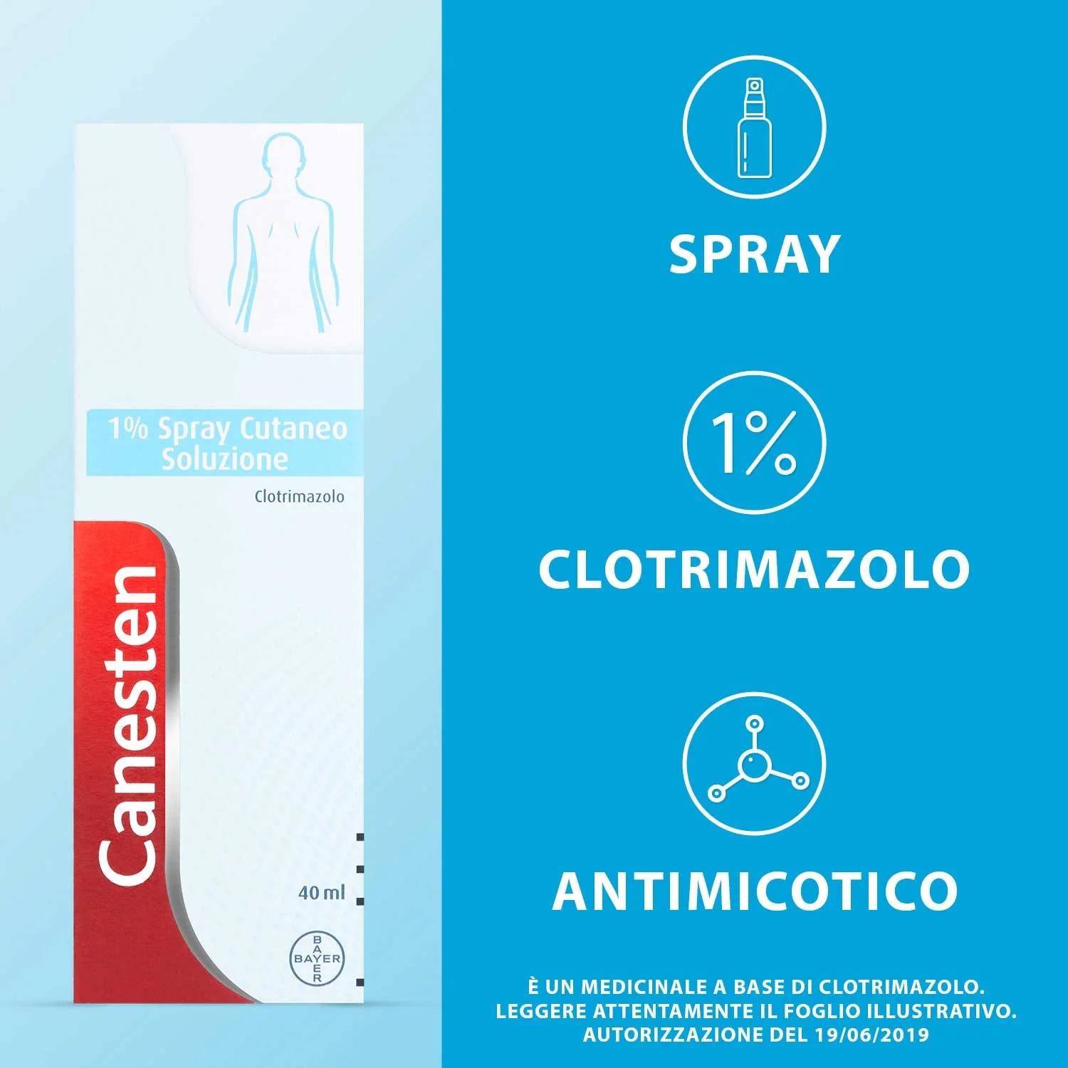 Bayer Canesten spray antifúngico para a pele 40ml para o tratamento de fungos e micoses.