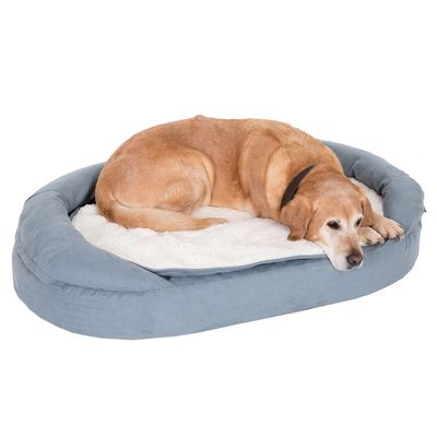 Ovales Hundebett aus Memory-Schaum – Grau