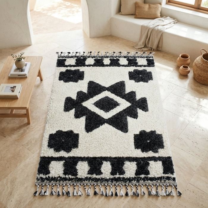 Tapis berbère crème gris à effet relief 120x170
