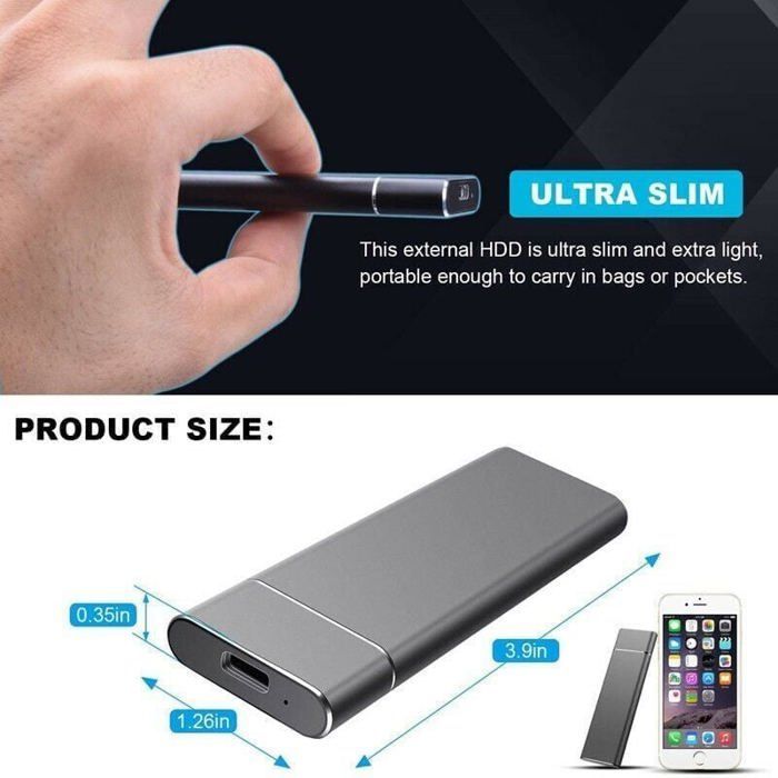 Disque dur externe SSD mobile externe portable haute vitesse 2 TB