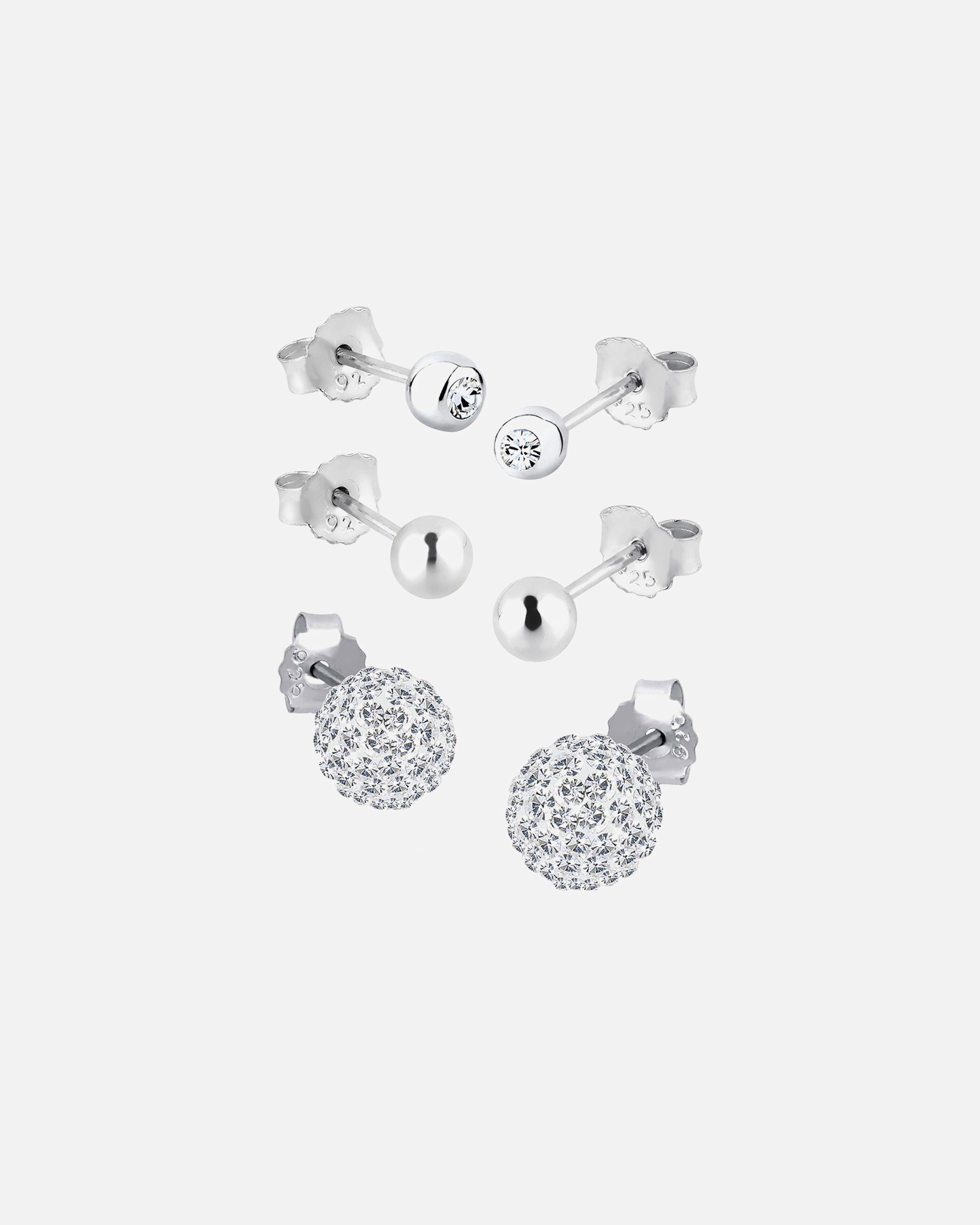Elli Femmes Set clous d'oreilles étincelants avec cristaux en argent sterling 925