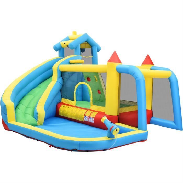 Château gonflable 5 en 1 - DREAMMESPACE - 364x315x239cm - Pour enfants 3-10 ans - Toboggan et piscine