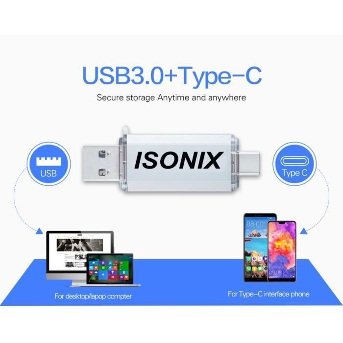 USB-Stick – SILBER – 128 GB – Typ C – OTG – USB 3.0