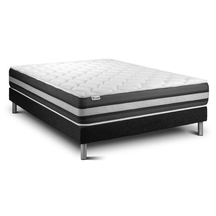 Colchón y base de cama de 200x200 cm - Vitalspring Zen Negro
