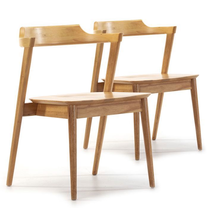 Pack de 2 sillas Venus, color roble, madera maciza, 58 cm x 57,5 cm x 76 cm
